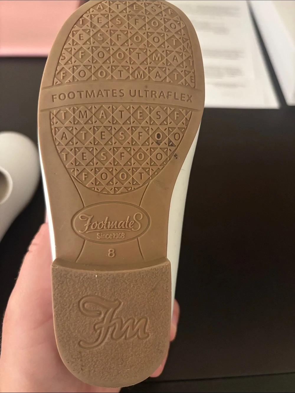 FootMates White Girls' Mary Jane Dress Shoes with Gold Buckles